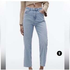 Zara straight leg jeans frayed hem